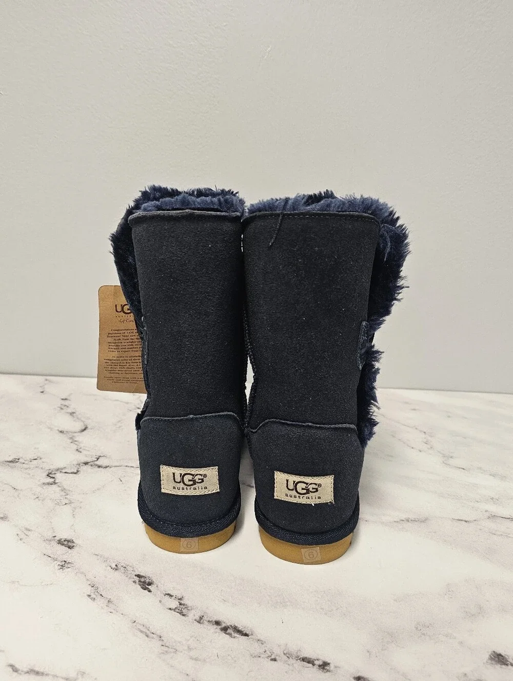 UGG Navy Blue‎ Bailey Button lil Short  Boots New 6